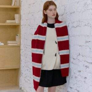 Color-Block Striped Knit Neck Warmer | Soft & Cozy Winter Scarf - product detail image 2 by TRANSION