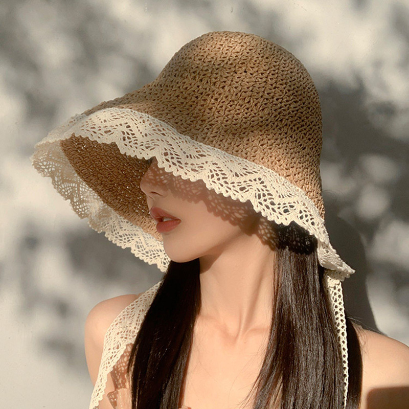 Summer Crochet Straw Hat with Foldable Wide Brim - Image 2