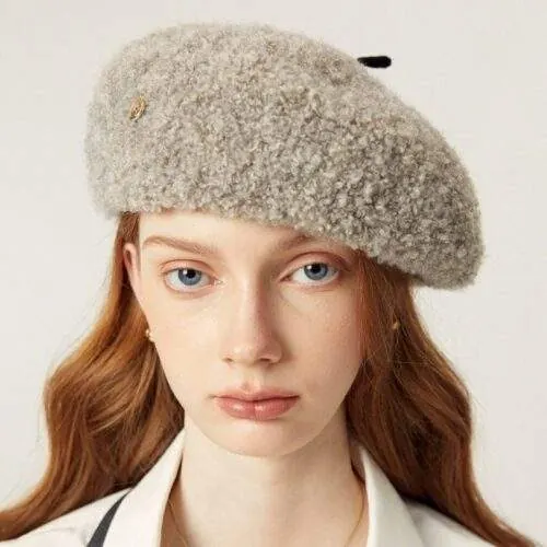 Loop Yarn Sherpa Beret – Warm Winter Solid Color Fashion Hat - custom OEM apparel by TRANSION
