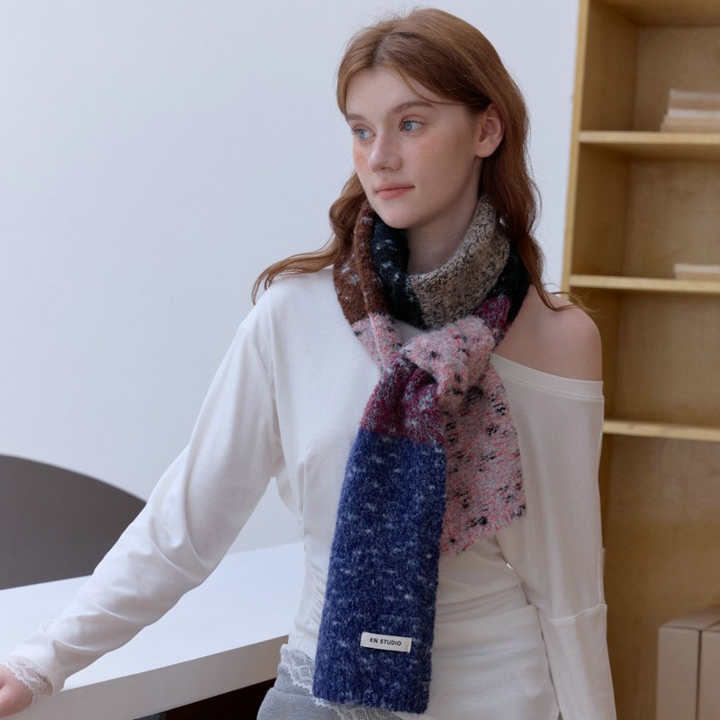 Color-Dot Yarn Winter Knit Scarf | Soft Warm Neck Warmer for Women - Image 4