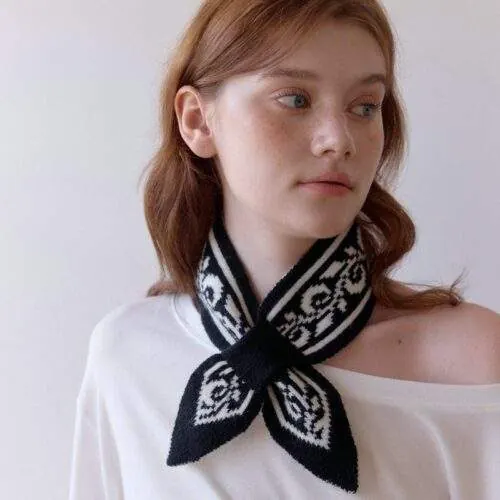 Perforated Jacquard Double-Sided Color Neck Warmer – Small Cozy Scarf for Women - custom OEM apparel by TRANSION