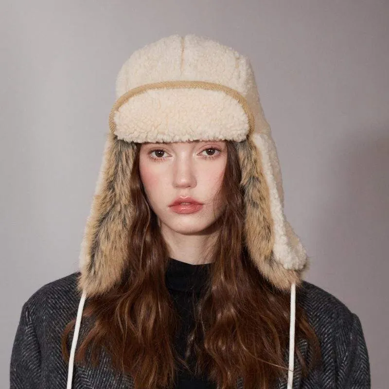 Sherpa Fleece Earflap Hat – Thick Winter Plush Warm Hat for Women - custom OEM apparel by TRANSION
