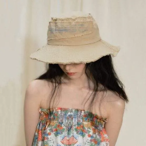 Women’s Denim Patchwork Wide-Brim Bucket Hat – Sun Protection Summer Hat - product detail image 1 by TRANSION