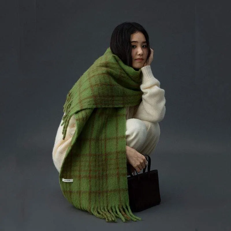 Wool Plaid Fringe Scarf | Warm & Versatile Winter Scarf for Women - custom OEM apparel by TRANSION