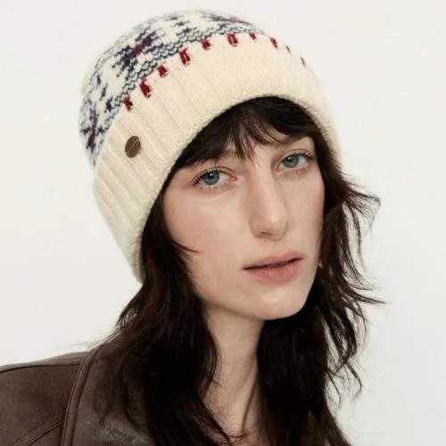 Vintage Wool Knit Jacquard Beanie | Warm Autumn Winter Hat for Women - custom OEM apparel by TRANSION