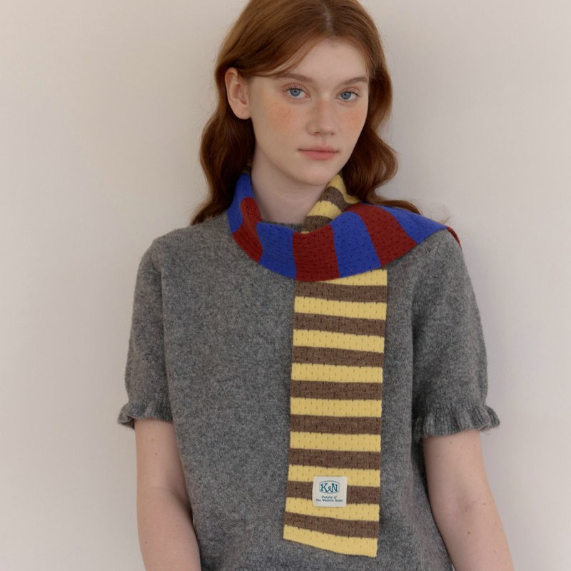 Color-Block Stripe Knit Neck Warmer | Stylish Warm Winter Scarf - Image 4