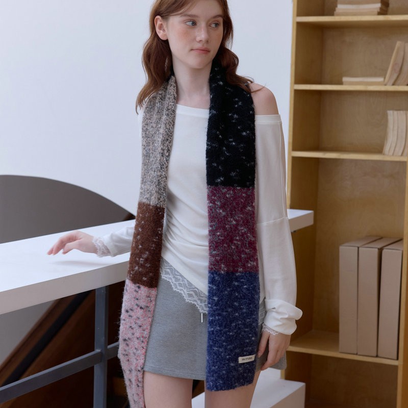 Color-Dot Yarn Winter Knit Scarf | Soft Warm Neck Warmer for Women - Image 3