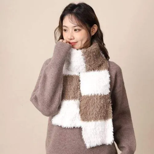 Fleece-Lined Striped Thick Shawl Scarf | Warm & Versatile Winter Wrap - custom OEM apparel by TRANSION