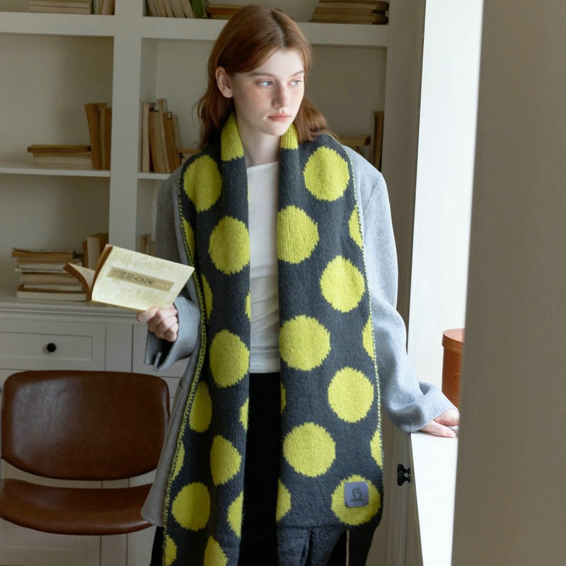 Wool Polka Dot Scarf | Warm Stylish Winter Scarf - Image 2