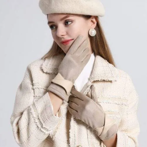Winter Gloves for Women Suede Leather - Thermal Warm Touchscreen Gloves - product detail image 1 by TRANSION