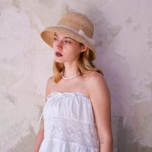 Women’s Raffia Straw Bucket Hat – Handwoven Sun Protection Summer Hat - product detail image 3 by TRANSION