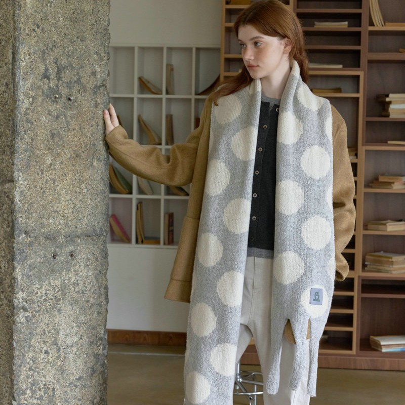 Wool Polka Dot Scarf | Warm Stylish Winter Scarf