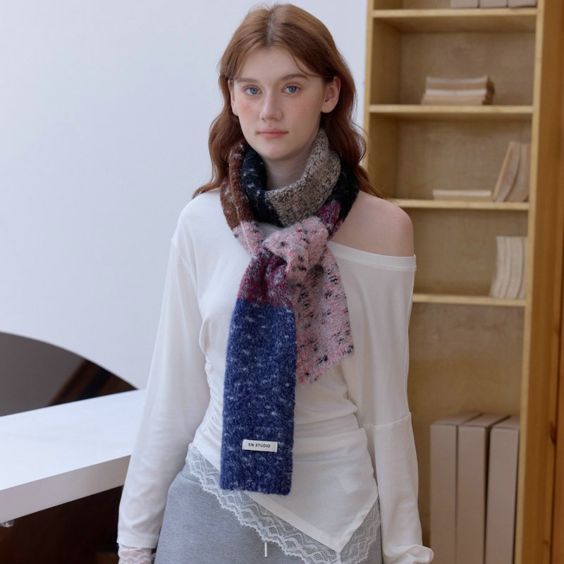 Color-Dot Yarn Winter Knit Scarf | Soft Warm Neck Warmer for Women - Image 2