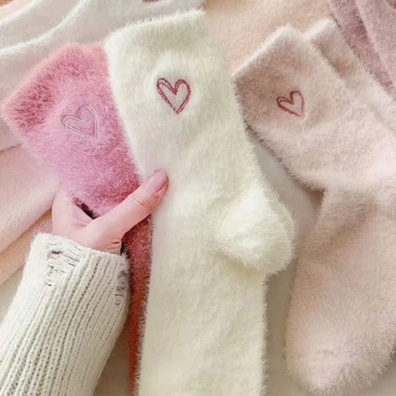 Women’s Winter Mid-Calf Mink Fleece Socks | Soft & Warm Minimal Style - product detail image 2 by TRANSION