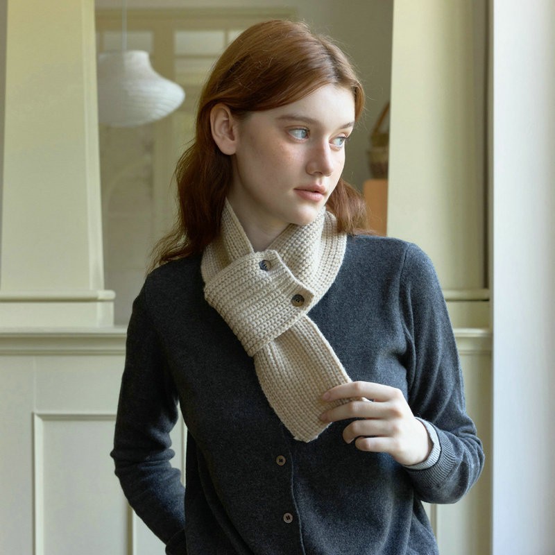 Solid Mini Button Neck Warmer | Simple Warm Winter Scarf