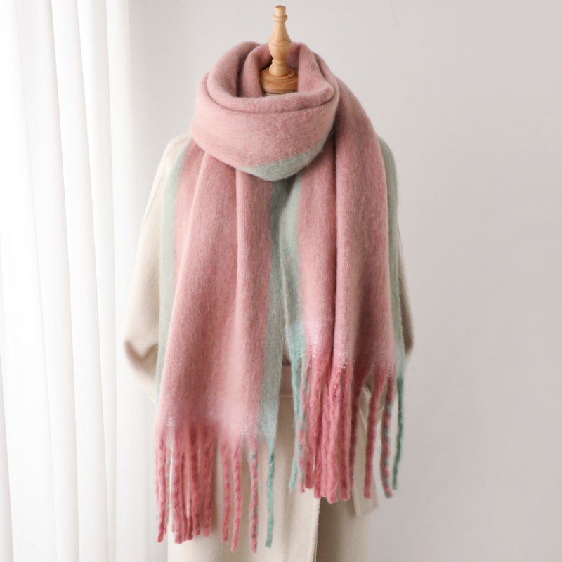Faux Cashmere Gradient Fringe Scarf – Warm Winter Neck Scarf for Women - Image 2