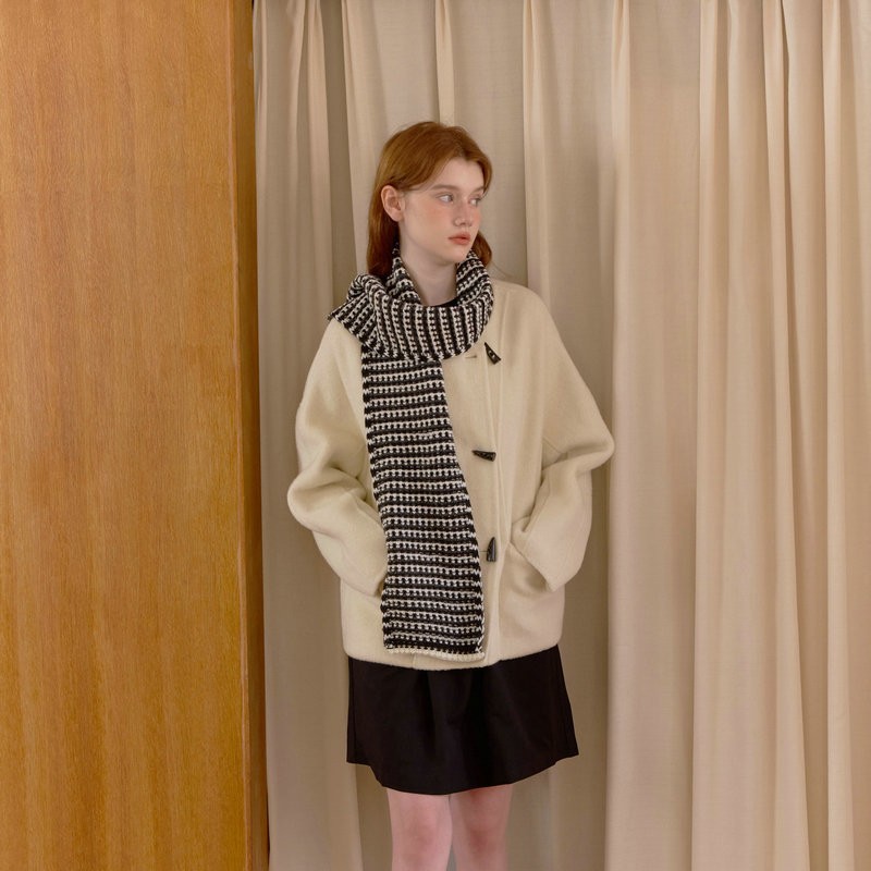 Black & White Reversible Striped Knit Neck Warmer | Winter Warm Scarf - Image 2