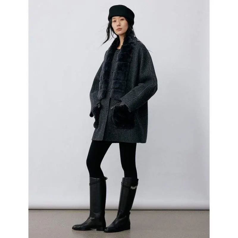 Women’s Rex Rabbit Fur Scarf – Lightweight Winter Windproof Neck Warmer - product detail image 2 by TRANSION