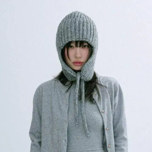 Women’s Winter Earflap Knit Beanie – Warm Thick Ear Protection Hat - custom OEM apparel by TRANSION