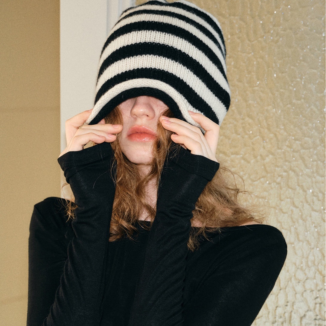 Wool Striped Knit Beanie – Warm & Versatile Autumn/Winter Hat - Image 2