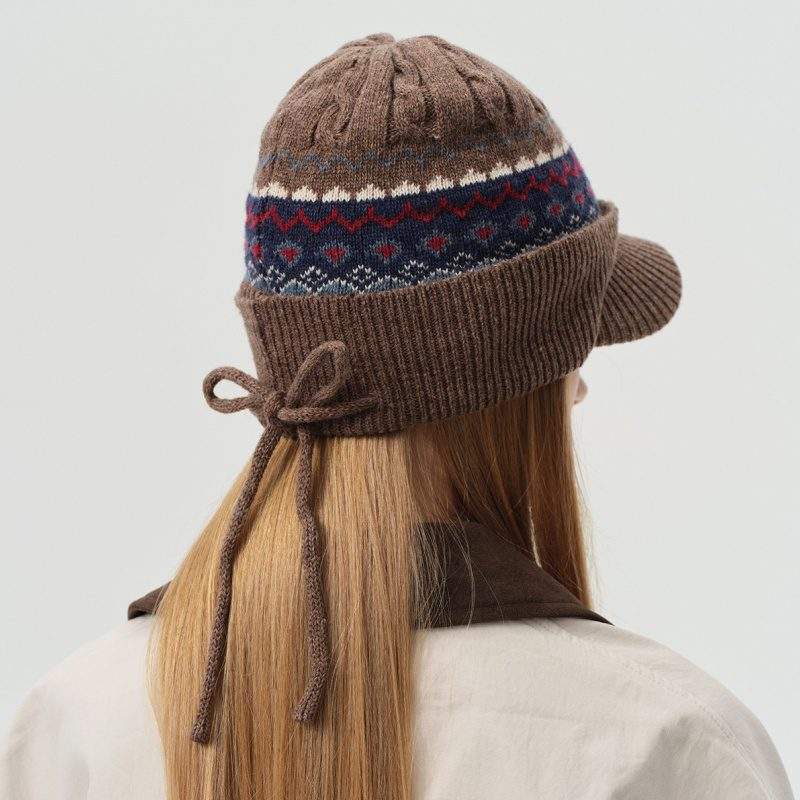 Vintage Wool-Blend Tie Knit Hat – Women’s Warm Winter Beanie - Image 3