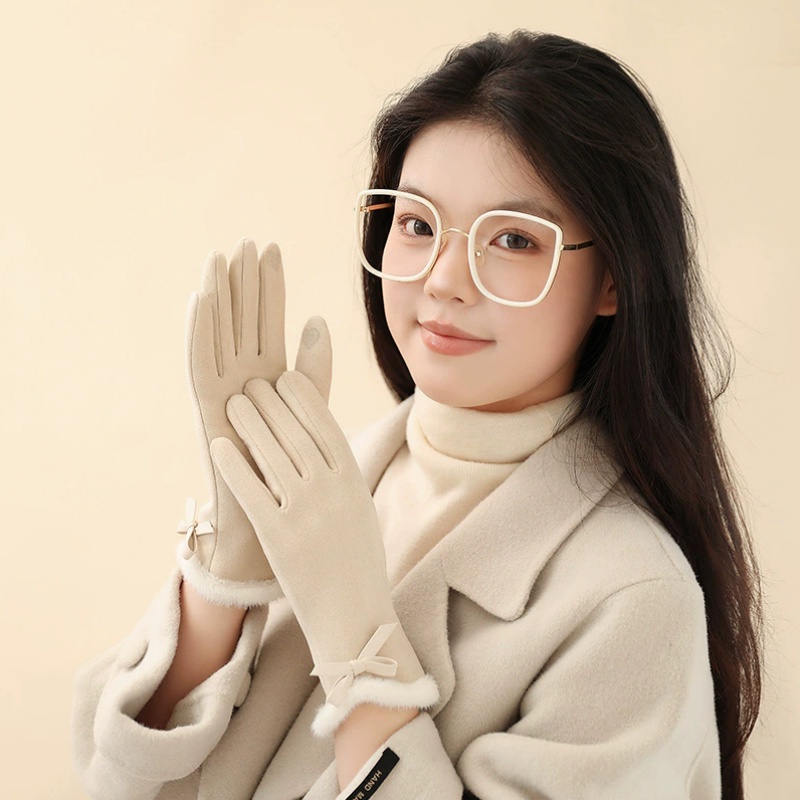 Women’s Thermal Velour Gloves – Fleece-Lined, Thick, Windproof Winter Gloves