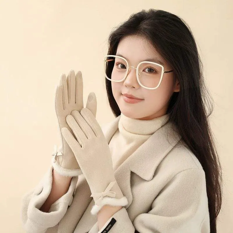 Women’s Thermal Velour Gloves – Fleece-Lined, Thick, Windproof Winter Gloves - custom OEM apparel by TRANSION