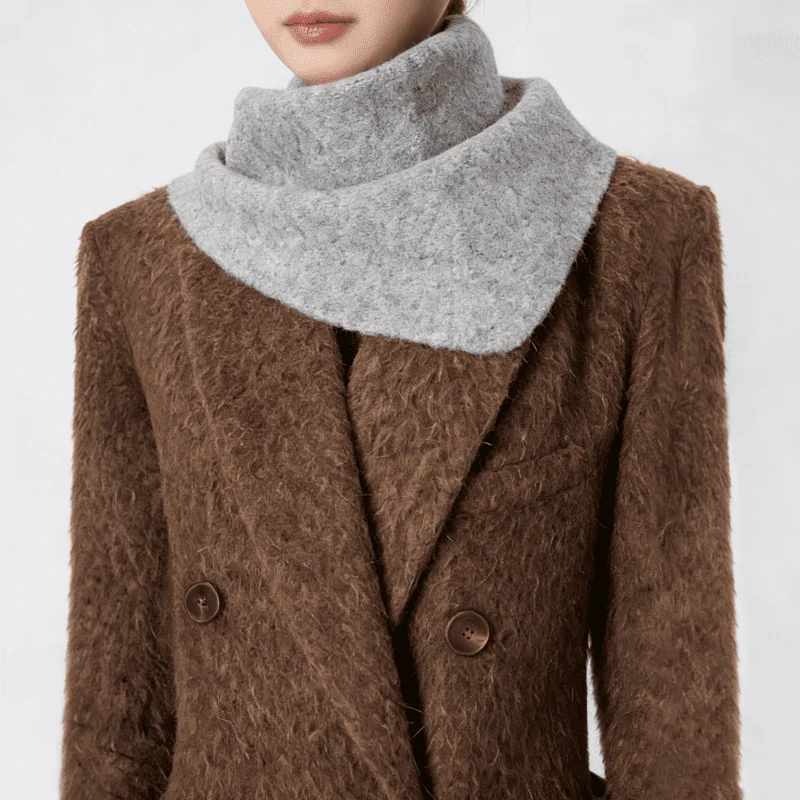 Women’s Wool Knit Triangle Scarf Shawl – Thick & Warm for Fall Winter - product detail image 1 by TRANSION