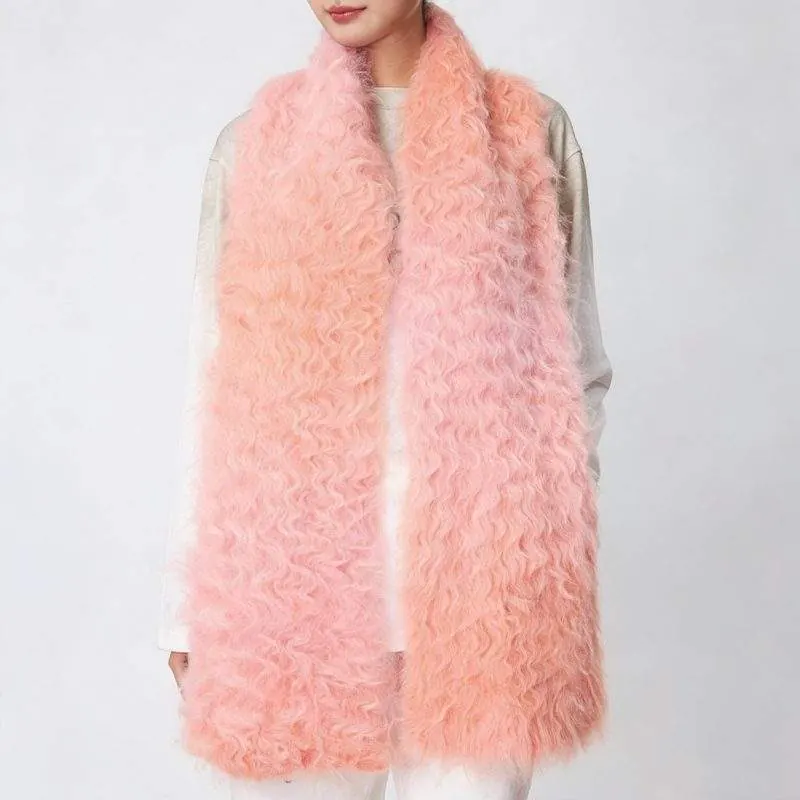 Fluffy Brushed Wool Knit Scarf – Gradient Color Fall Winter Wrap - product detail image 2 by TRANSION