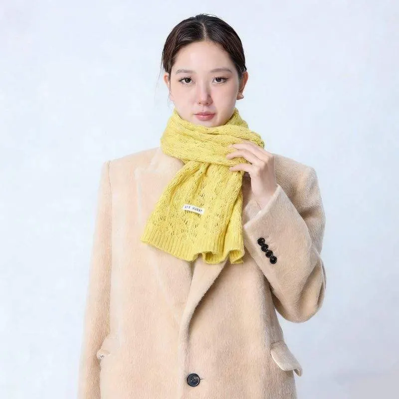 Knit Openwork Scarf Comfortable & Stylish for Fall Winter - product detail image 1 by TRANSION