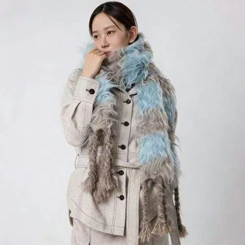 Women’s Striped Color Block Wool Scarf Warm for Winter - custom OEM apparel by TRANSION