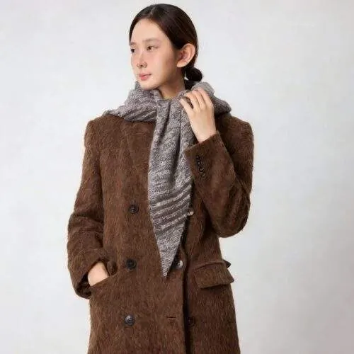 Women’s Striped Wool Blend Triangle Shawl Scarf Warm for Fall Winter - product detail image 1 by TRANSION