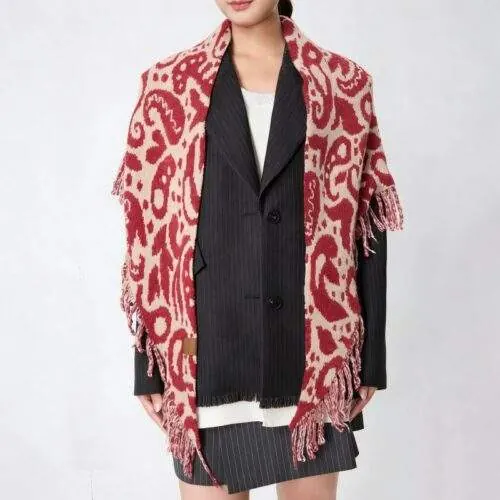 Women’s Fringed Wool Knit Scarf Thick Shawl for Winter - product detail image 1 by TRANSION