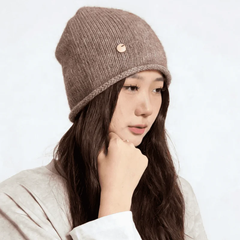 Fall Winter Wool Knit Beanie Hat Warm Ear Flap Cuffed Style - custom OEM apparel by TRANSION