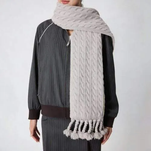 Solid Color Knit Cable Scarf Warm & Versatile for Fall Winter - custom OEM apparel by TRANSION