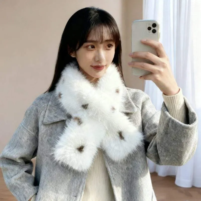 Leopard Print Plush Scarf | Soft Warm Winter Fashion Neck Warmer for Women - product detail image 1 by TRANSION