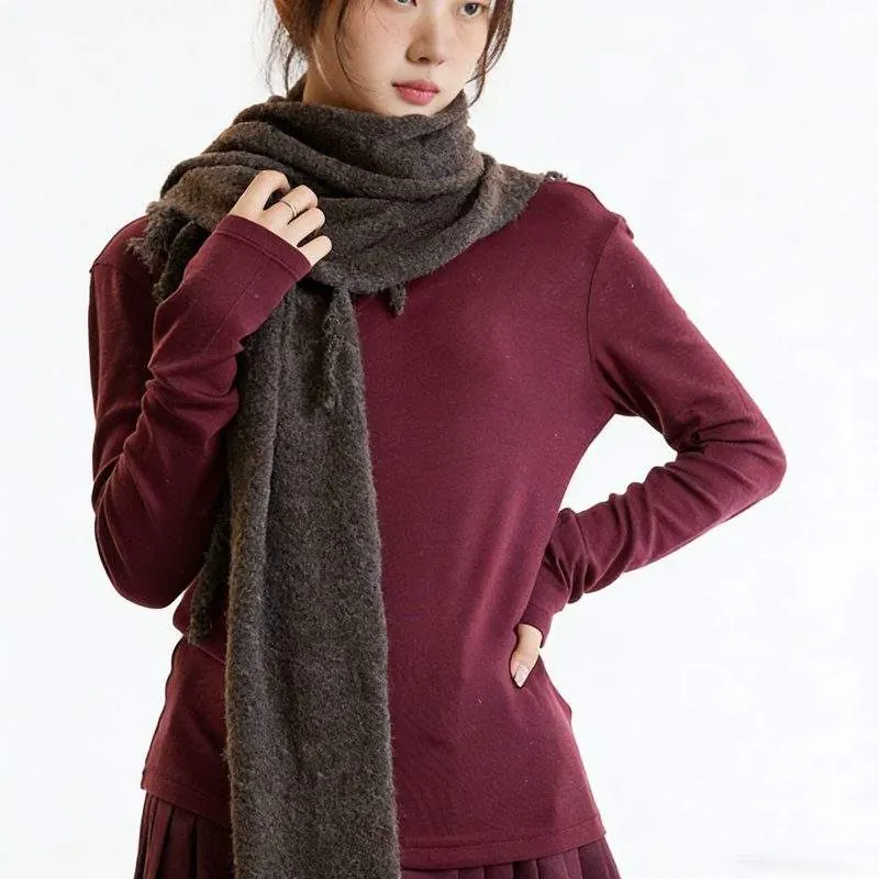 Wool-Blend Thick Warm Shawl Scarf for Women – Winter Versatile Wrap - product detail image 3 by TRANSION