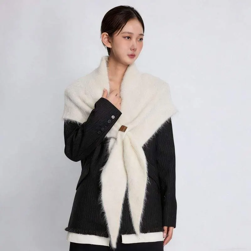 Autumn Winter Alpaca Wool Shawl Soft Knitted Versatile Neck Wrap - custom OEM apparel by TRANSION