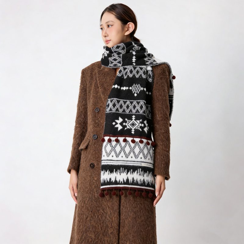 Women’s Double-Sided Knitted Scarf Warm Thick Fashion Neck Scarf - Image 3