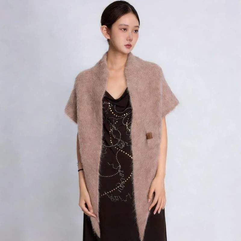 Autumn Winter Alpaca Wool Shawl Soft Knitted Versatile Neck Wrap - product detail image 3 by TRANSION