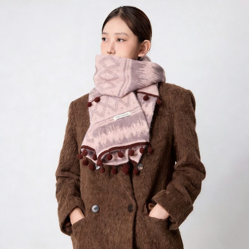 Women’s Double-Sided Knitted Scarf Warm Thick Fashion Neck Scarf - Image 2