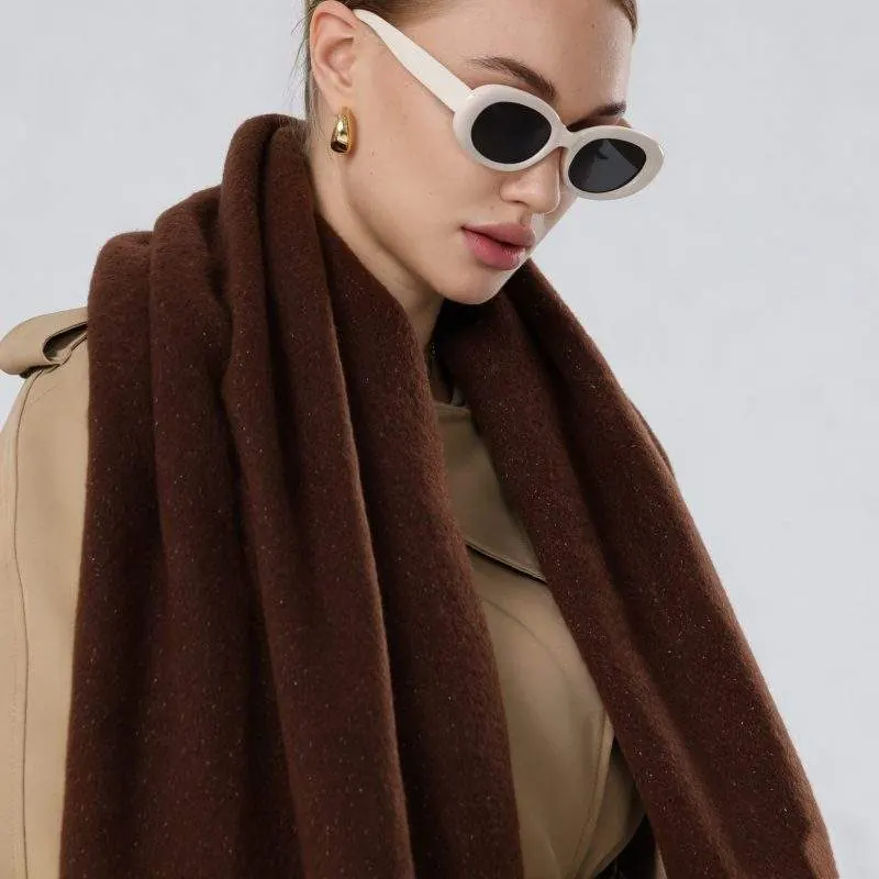 Solid Color Fringe Scarf – Warm Autumn Winter Scarf for Women - product detail image 2 by TRANSION