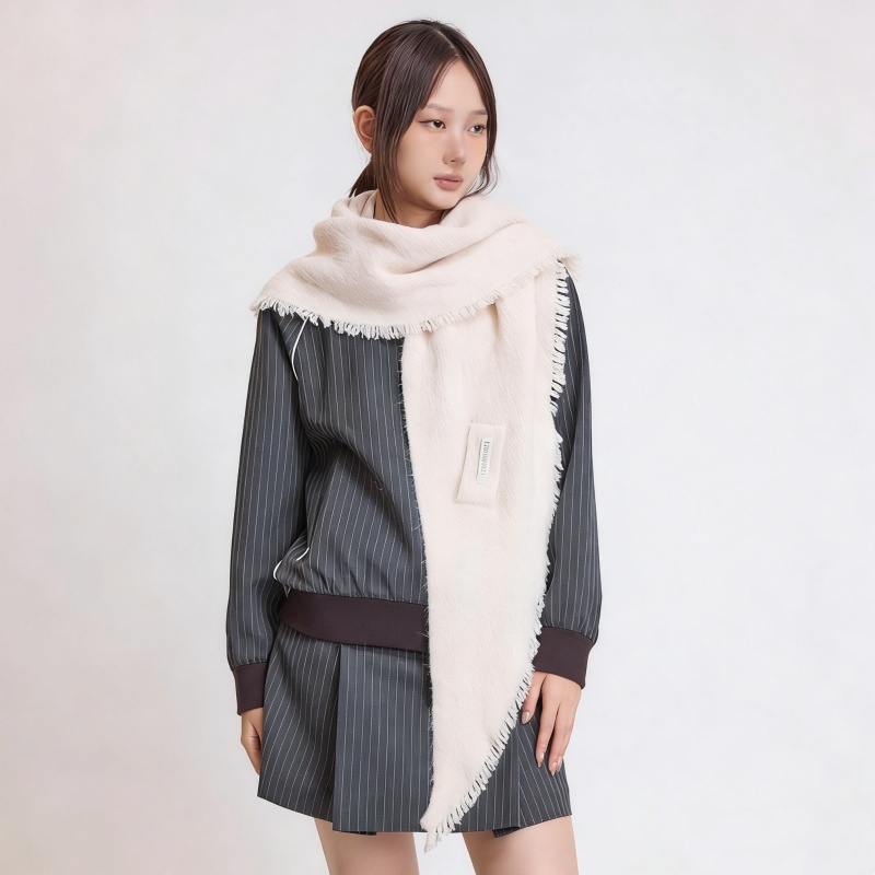 Wool Blend Knit Triangle Scarf – Warm Shawl Scarf for Women - Image 2