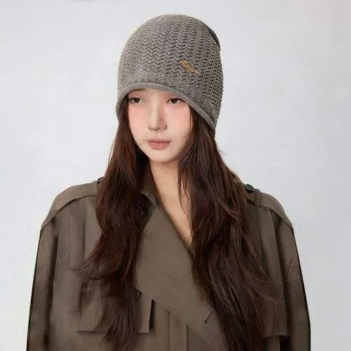 Vintage Wave Pattern Rolled Edge Knit Beanie – Casual Winter Hat - custom OEM apparel by TRANSION