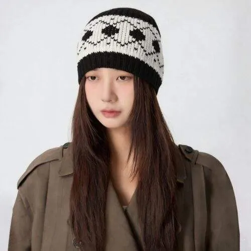 Women’s Vintage Jacquard Knit Beanie – Wool Yarn Winter Hat - product detail image 3 by TRANSION