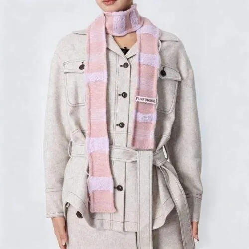 Fine Stripe Knit Scarf – Double-Sided Warm Winter Neck Scarf - custom OEM apparel by TRANSION