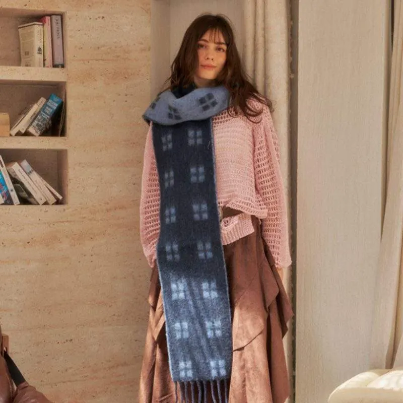 Double-Sided Jacquard Wool Scarf | Solid Color Elegant Warm Winter Wrap - custom OEM apparel by TRANSION