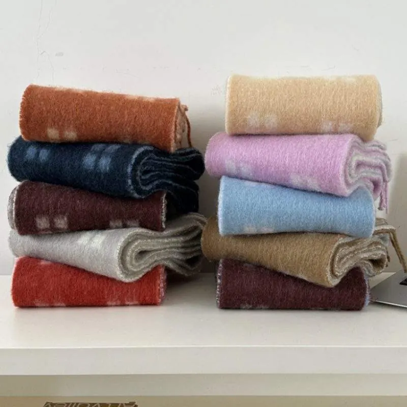 Double-Sided Jacquard Wool Scarf | Solid Color Elegant Warm Winter Wrap - product detail image 3 by TRANSION