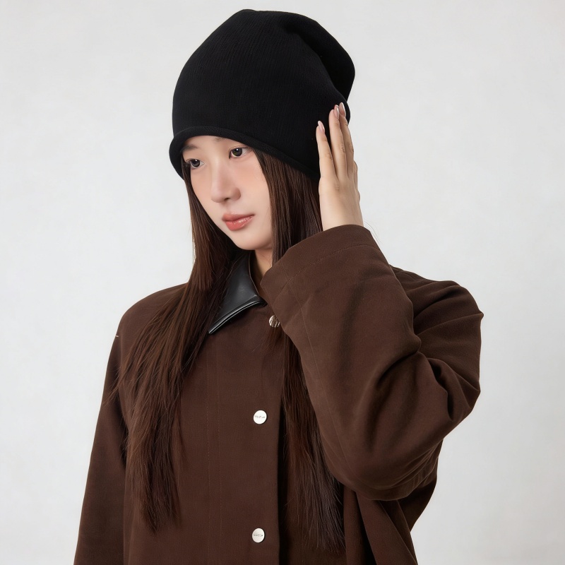 Solid Color 100% Wool Beanie – Warm & Versatile Knit Hat - Image 3