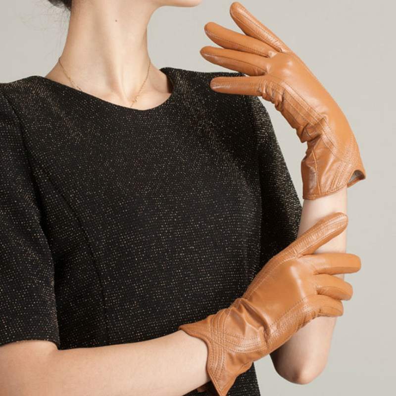 Fashion Winter Warm Sheepskin Leather Gloves - Image 4
